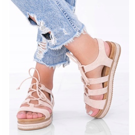 Sandale cu dantelă Layla în bej 1