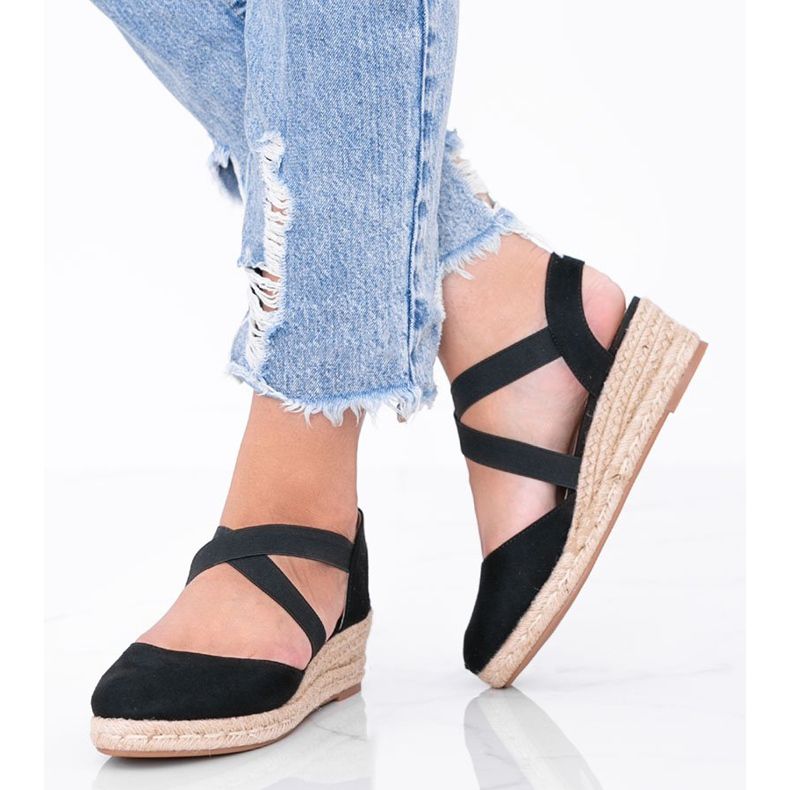 Espadrile negre pe pană Monic negru 1 Espadrile negre pe pană Monic negru 1