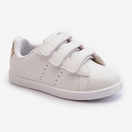 Adidași pentru copii cu Velcro White and Gold Cute Girl alb alb 1