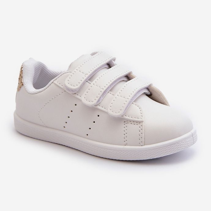 Adidași pentru copii cu Velcro White and Gold Cute Girl alb alb 1