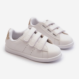 Adidași pentru copii cu Velcro White and Gold Cute Girl alb alb 2