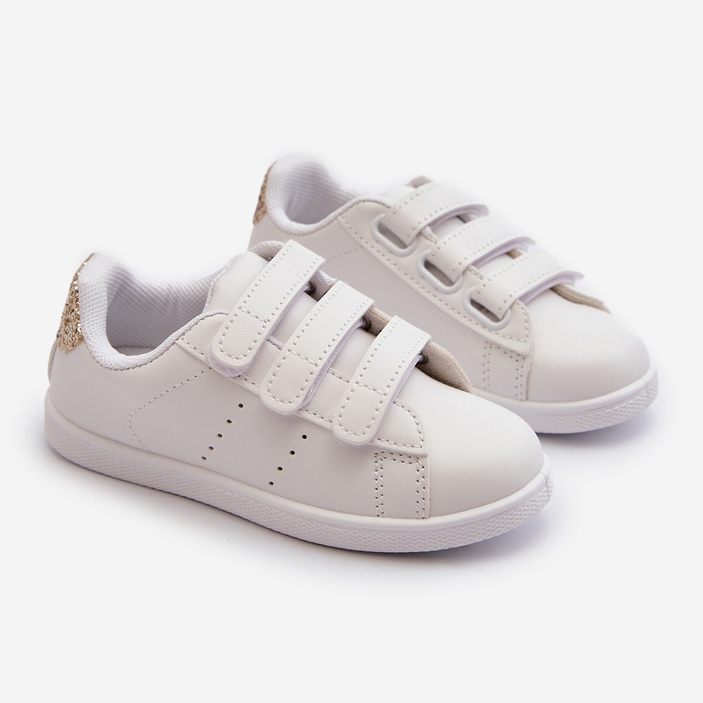 Adidași pentru copii cu Velcro White and Gold Cute Girl alb alb 2