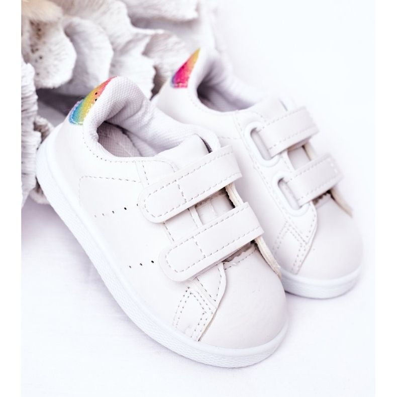Adidași copii White-Rainbow Velcro Cute Girl alb 2