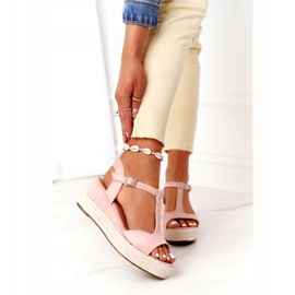 PG1 Sandale cu toc Graciosa roz cu împletituri 2