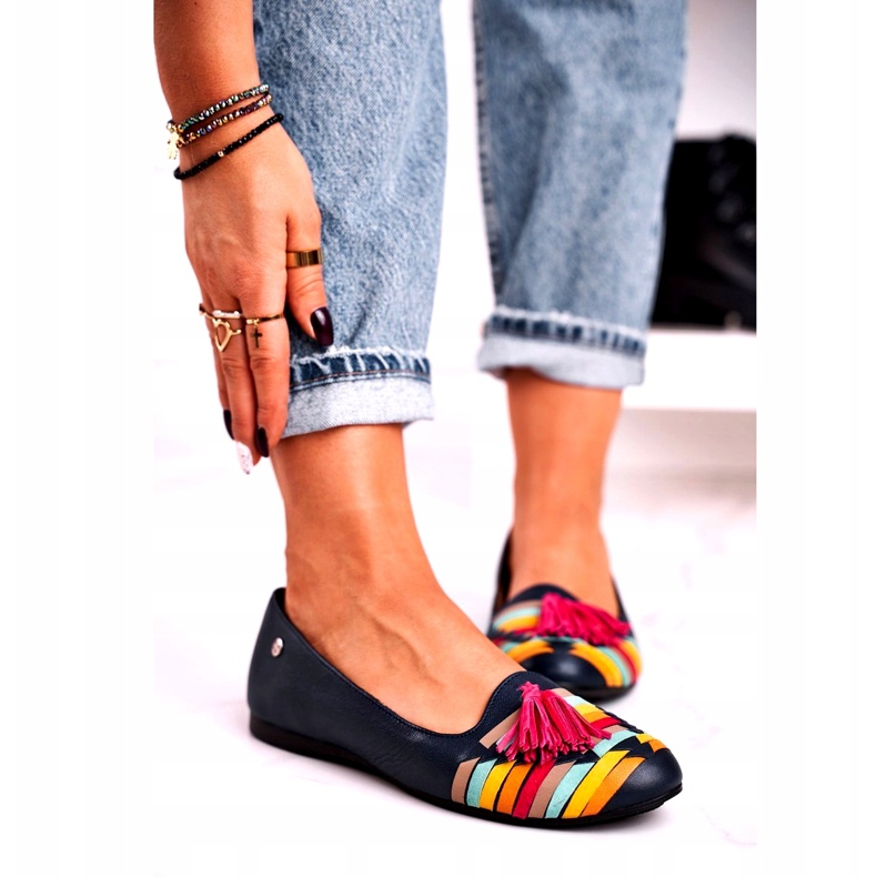 Balerini din piele Maciejka cu franjuri bleumarin 04016-17 albastru marin multicolor 1 Balerini din piele Maciejka cu franjuri bleumarin 04016-17 albastru marin multicolor 1