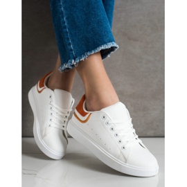 SHELOVET Adidași cu inserție portocalie alb 2