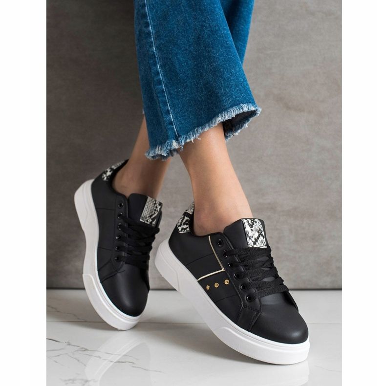 SHELOVET Adidași din piele ecologică negru 2