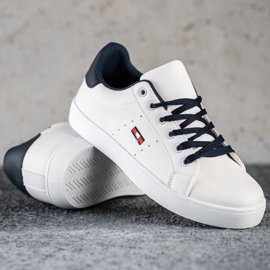 SHELOVET Adidași casual cu piele ecologică alb 1