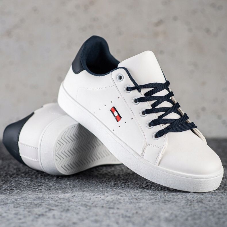 SHELOVET Adidași casual cu piele ecologică alb 1