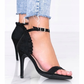 Sandale negre pe toc stiletto cu guler de Noapte bună negru 1