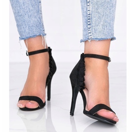 Sandale negre pe toc stiletto cu guler de Noapte bună negru 2