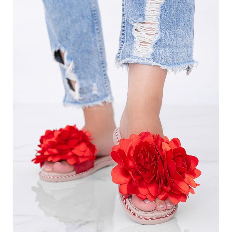 Papuci roșii pentru femei Dain roșu 1