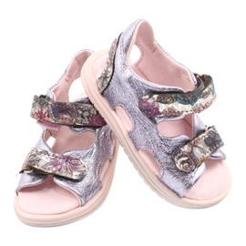 Sandale de piele pentru fete Mazurek 1314 Amethyst Perła violet argint 2