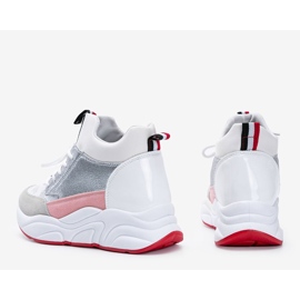 Adidași albi pe o talpă groasă Cassadi argint multicolor 2