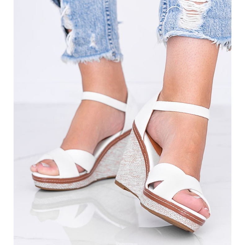 Sandale cu toc alb Marcy 1