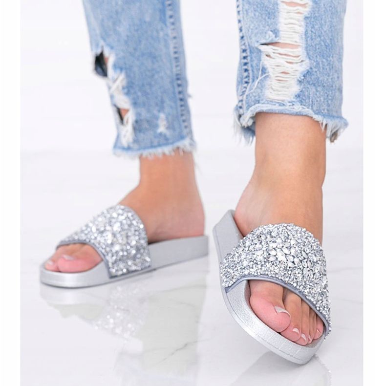 Pantofi argintii Bling Bling pentru femei 1