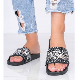 Papuci de casă pentru femei, Bling Bling negru 1