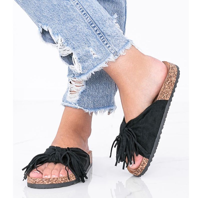 Sandale negre pe talpa de plută Crys negru 1