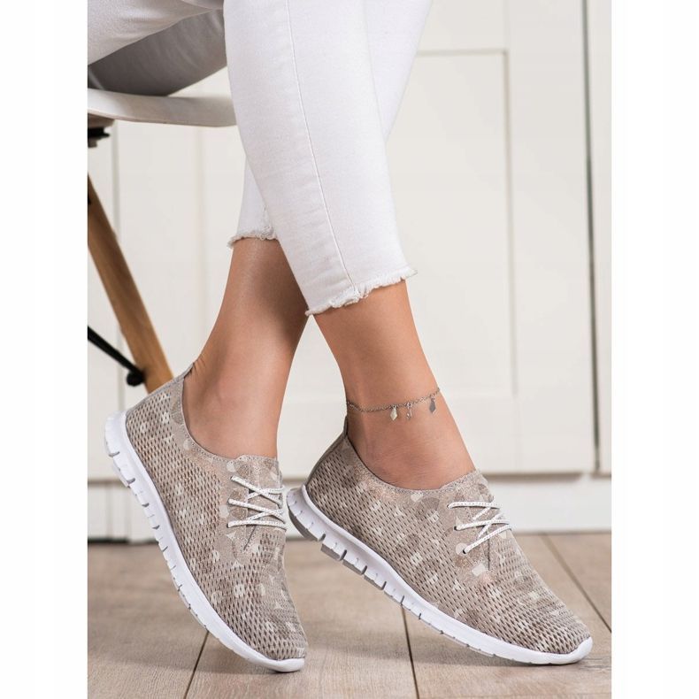 Goodin Încălțăminte ușoară din piele bej maro 1