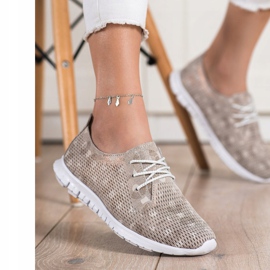 Goodin Încălțăminte ușoară din piele bej maro 2