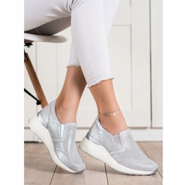 Goodin Adidași din piele cu sclipici gri 2