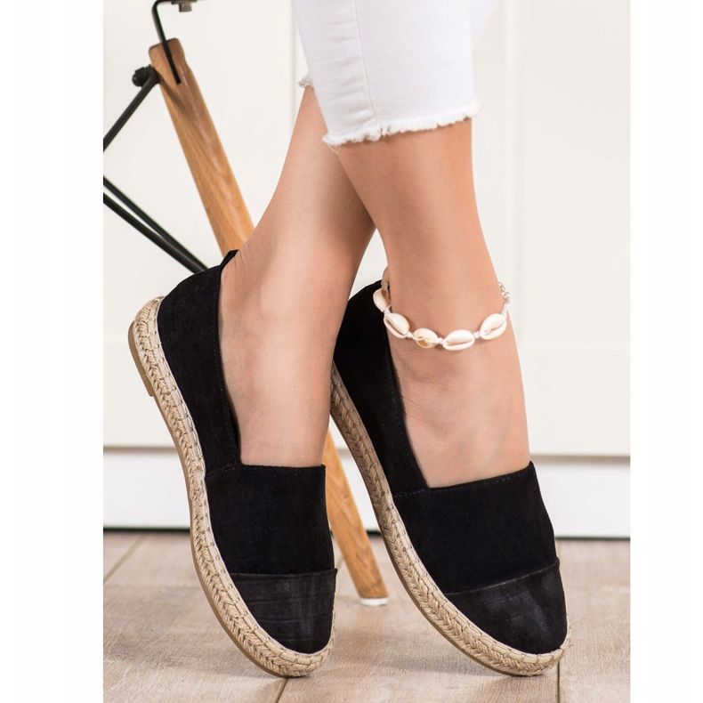 Bestelle Espadrile din piele neagră negru 1