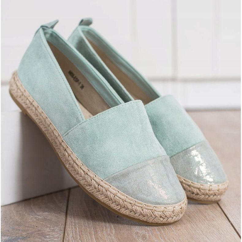 Bestelle Espadrile din piele de menta verde 2