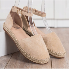 Small Swan Espadrile confortabile din piele de căprioară maro 2