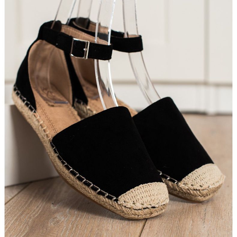 Small Swan Espadrile negre cu cataramă negru 2