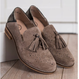 Filippo Domnii din piele cu franjuri maro 2