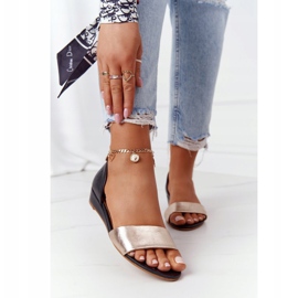 Sandale din piele Maciejka 1971-46 negru și auriu 2