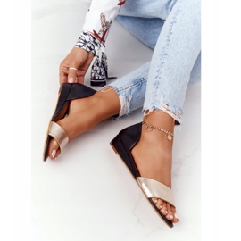 Sandale din piele Maciejka 1971-46 negru și auriu 1