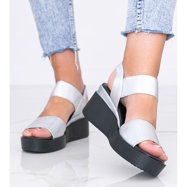 Sandale Tiffi cu pene holografice din argint 1