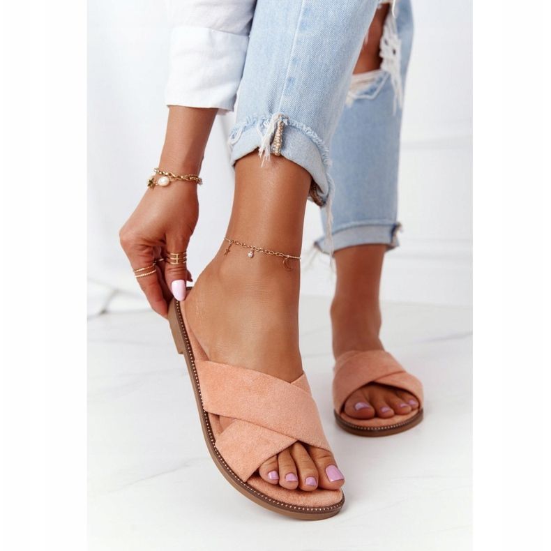 Papuci de damă Edesa Peach Velour portocale 2