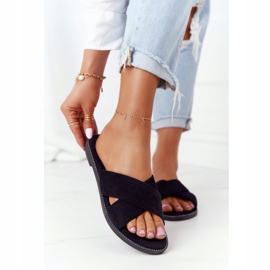 Papuci negri de velur pentru femei Edesa negru 2