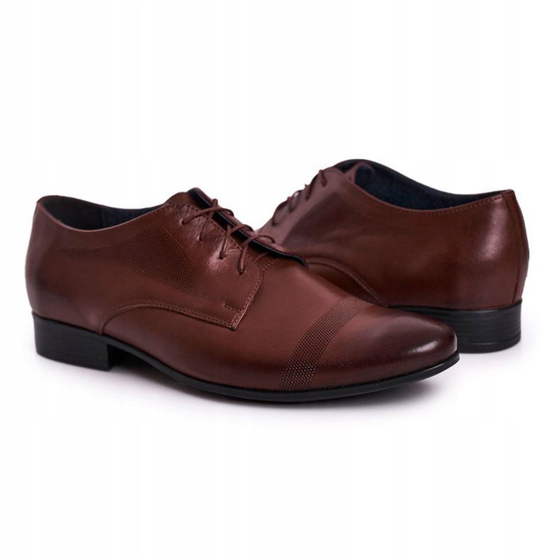 Bednarek Polish Shoes Papuci pentru bărbați din piele Bednarek 804 Maro închis 3
