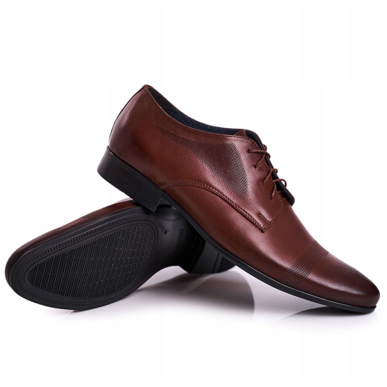Bednarek Polish Shoes Papuci pentru bărbați din piele Bednarek 804 Maro închis 5