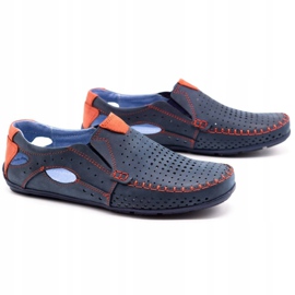 Olivier Pantofi bărbați mocasini 901 bleumarin cu roșu albastru marin 2