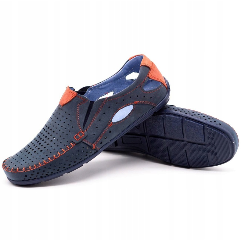 Olivier Pantofi bărbați mocasini 901 bleumarin cu roșu roşu albastru marin 3