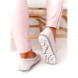 Mocasini din piele ecologici Rio Flore Bej gri 4