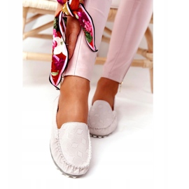 Mocasini din piele ecologici Rio Flore Bej gri 1