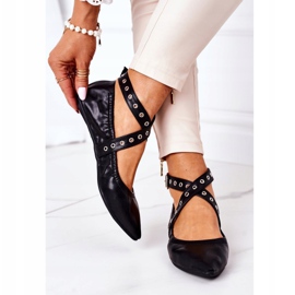 Balerini negri din piele pliată Lu Boo negru 2