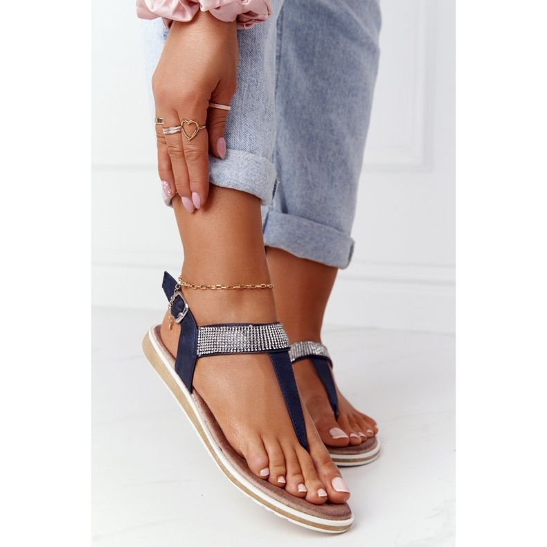 S.Barski Sandale Flip-flops With Zirconias S. Barski 701-12 Blue Navy maro albastru marin 1