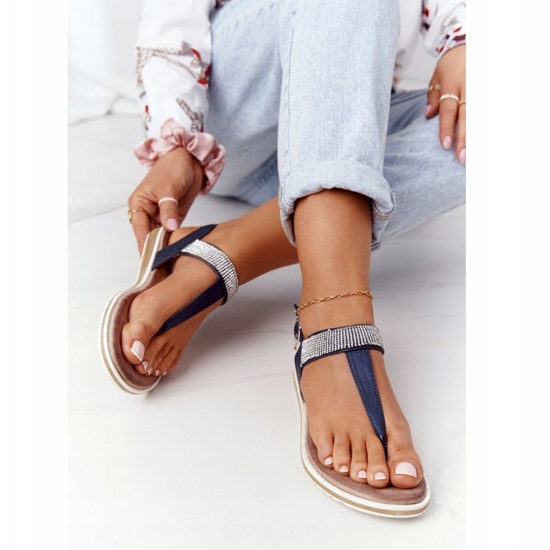 S.Barski Sandale Flip-flops With Zirconias S. Barski 701-12 Blue Navy maro albastru marin 2