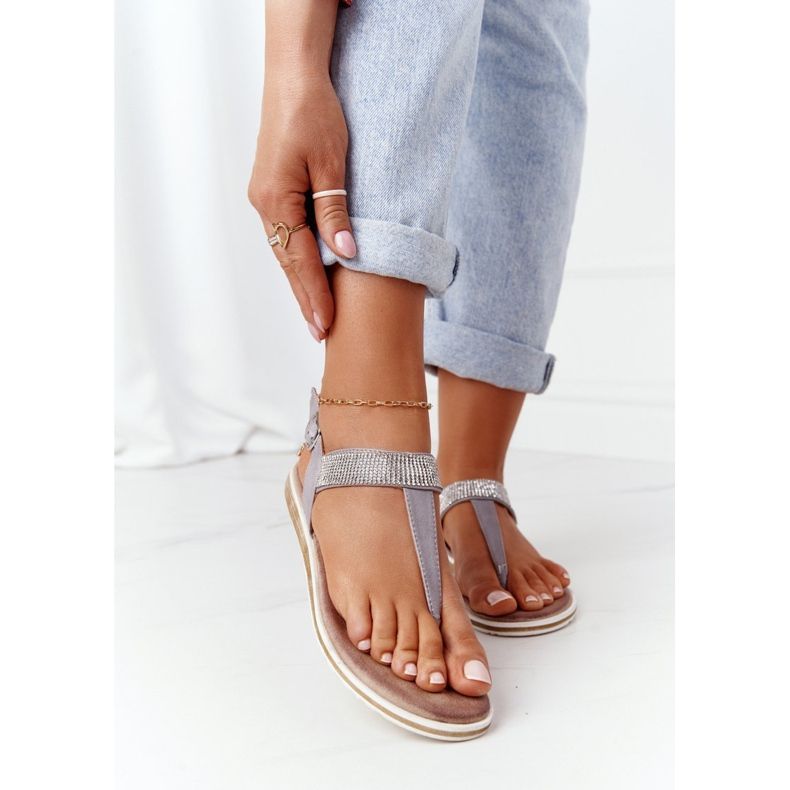 S.Barski Sandale Flip-flops With Zirconias S. Barski 701-12 Grey gri 2