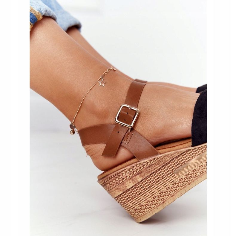 S.Barski Sandale negre pe pană S. Barski GD-38 maro negru 1