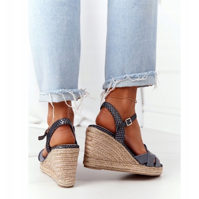 Sandale de piele cu piele Big Star HH274378 Argintiu gri 2