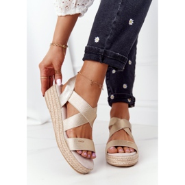 Sandale cu pană cu nervuri Big Star HH274414 Auriu de aur 1