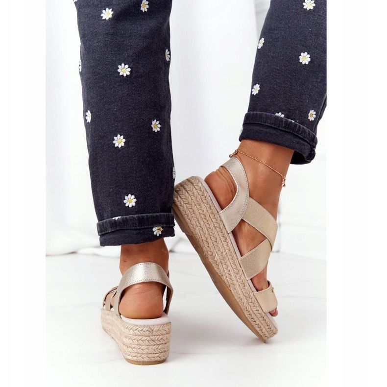 Sandale cu pană cu nervuri Big Star HH274414 Auriu de aur 2