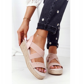 Sandale cu pană cu nervuri Big Star HH274413 Roz 2
